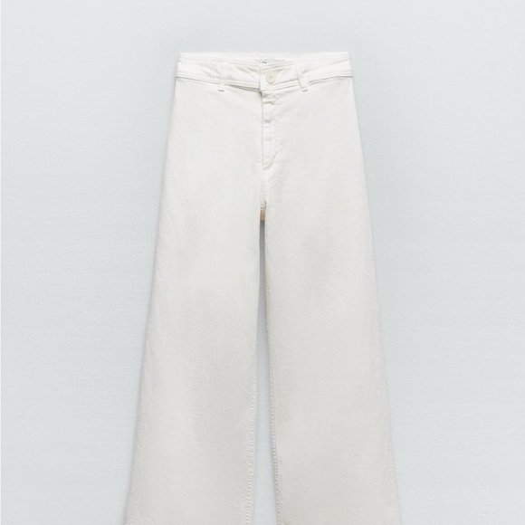 Zara Denim - Zara White High-Wasted ZW Marine Straight Leg Jeans